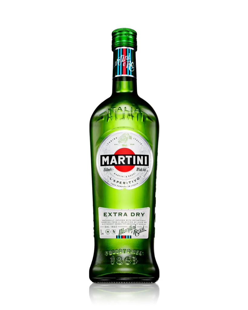 Green vermouth bottle isolated on a white background (retouched)